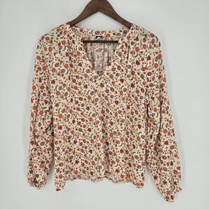 Old Navy Floral V Neck Maximalist Resort Wear Blouse Small